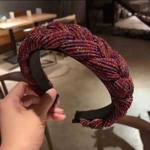 Sparkly Padded Braided Headband - Red Multi